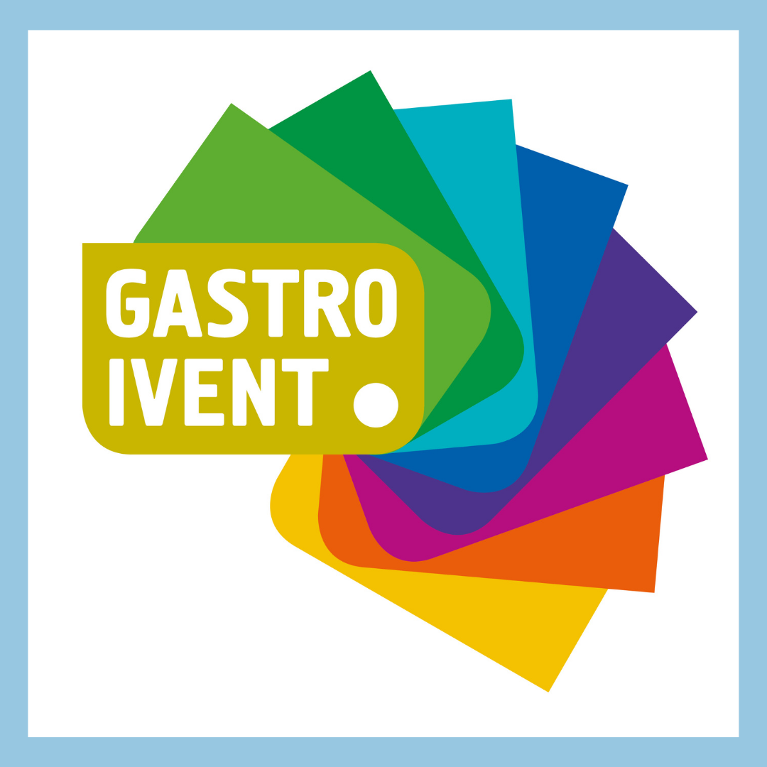 Zu sehen ist das bunte Logo der Gastro Ivent.